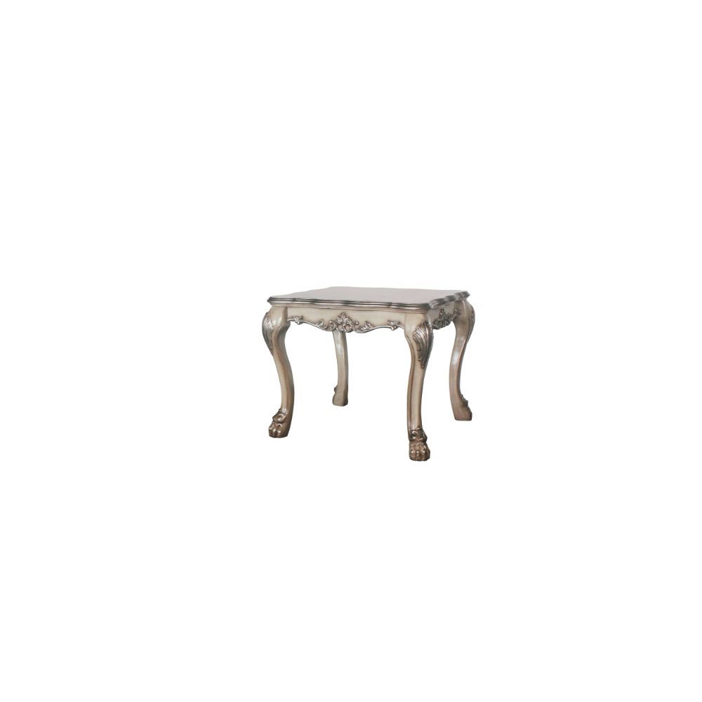 The Dresden traditional end table, reflects highly decorative details, oversized claw feet, decorative carving inlay veneers on apron, all carefully made with selected materials. This table will be the showpiece of any room environment.