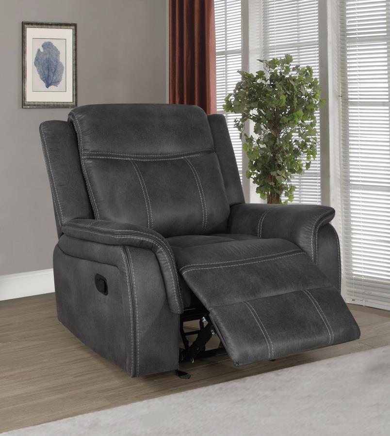 Coaster Fine Furniture Lawrence - Upholstered Padded Arm Glider Recliner - Charcoal | Meri Furniture