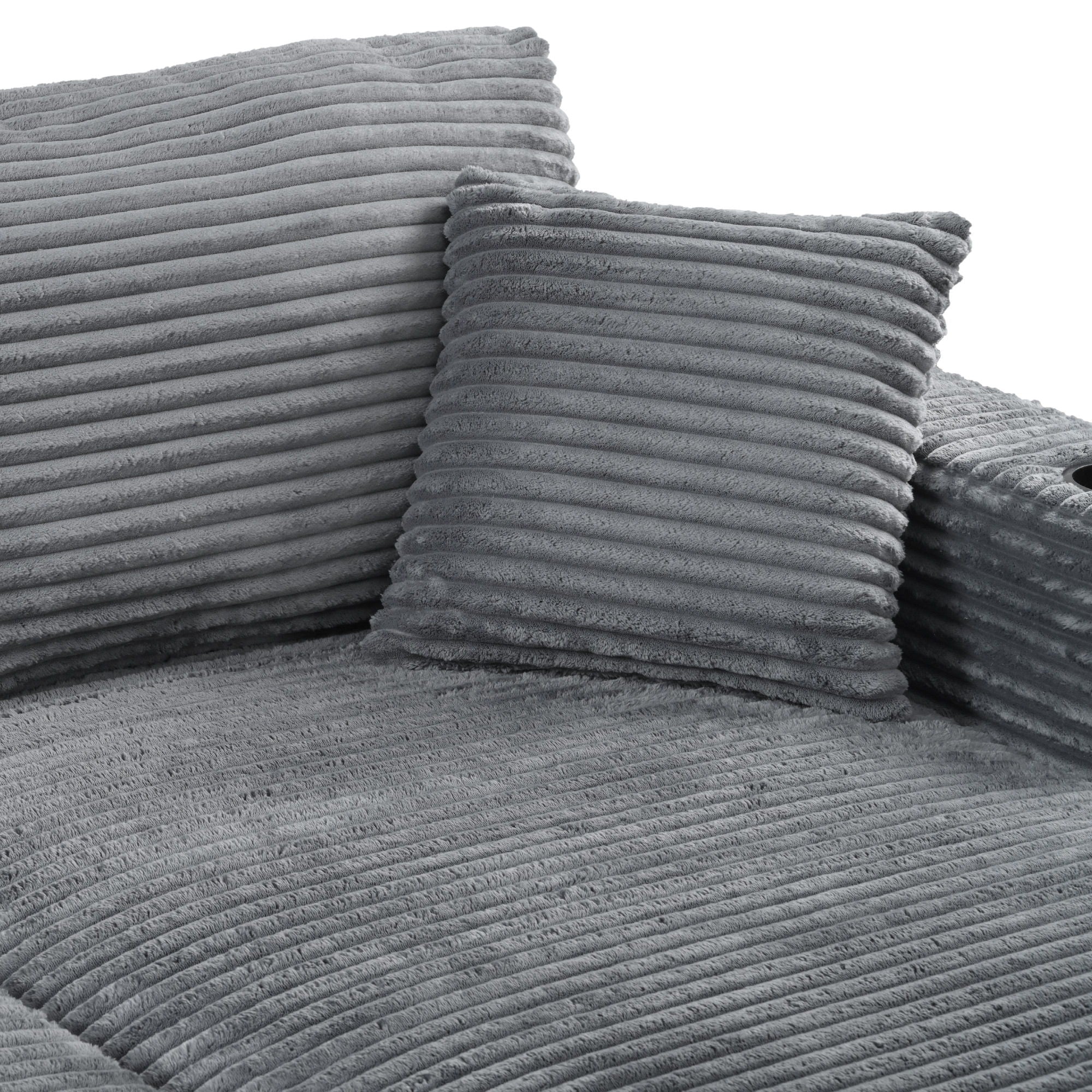 Oversized Loveseat Chaise With 2 USB Ports, 2 Cup Holders And 2 Throw Pillows