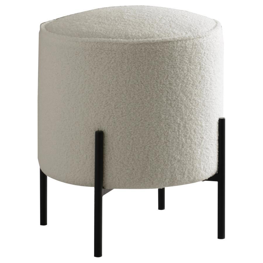 Coaster Fine Furniture Basye - Round Upholstered Ottoman - Ivory | Meri Furniture