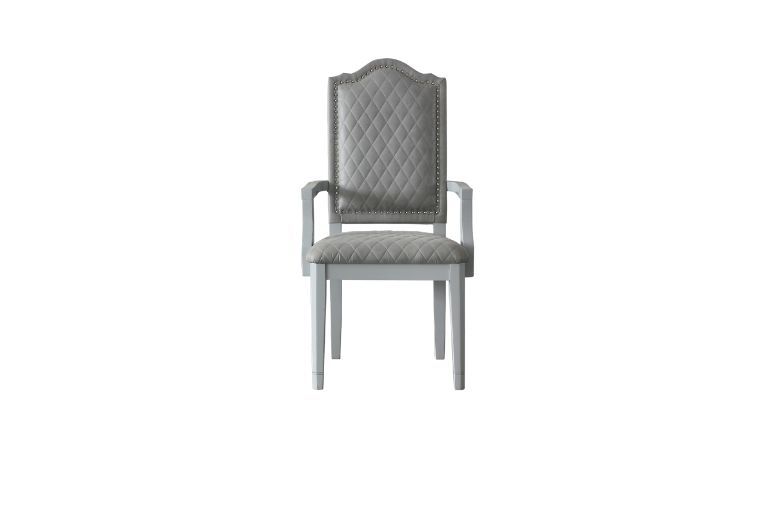 House Marchese - Arm Chair Set of 2) - Two Tone Gray Fabric & Pearl Gray