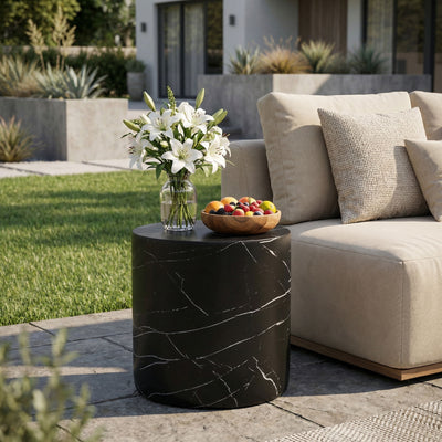 Cylindrical Design, Outdoor Lightweight Concrete Side Table