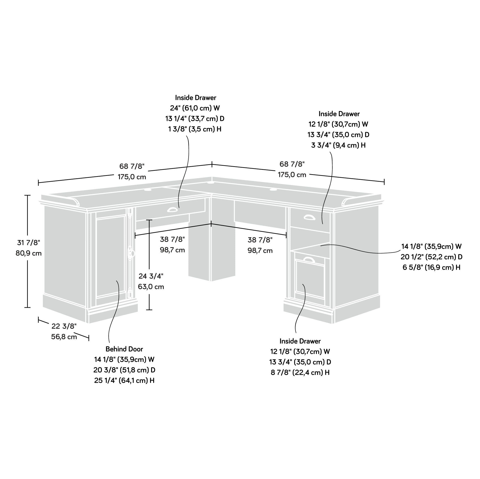L-Shaped Desk in Salt Oak