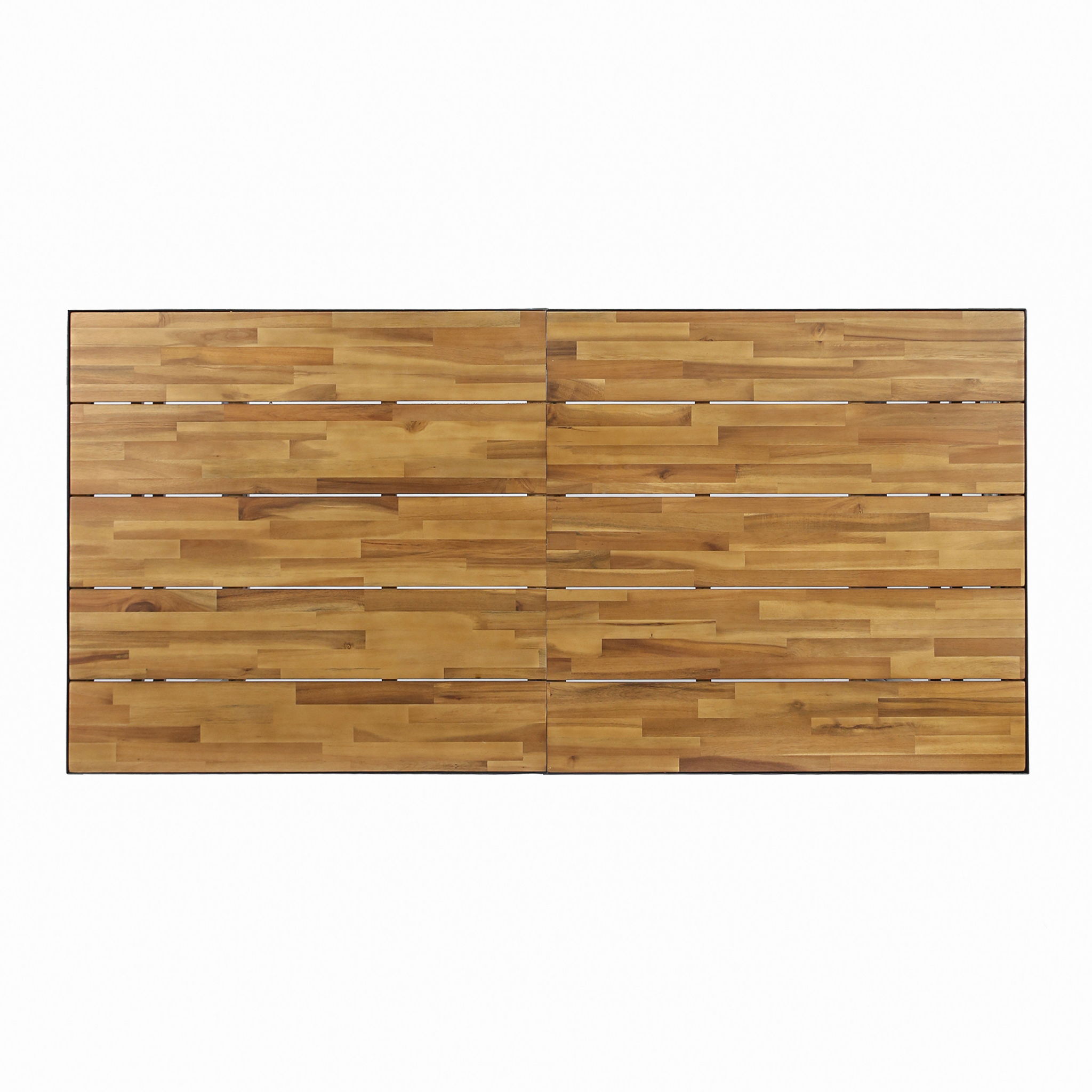 Outdoor Dining Table With U Shape Legs And Slat Top Table - Teak