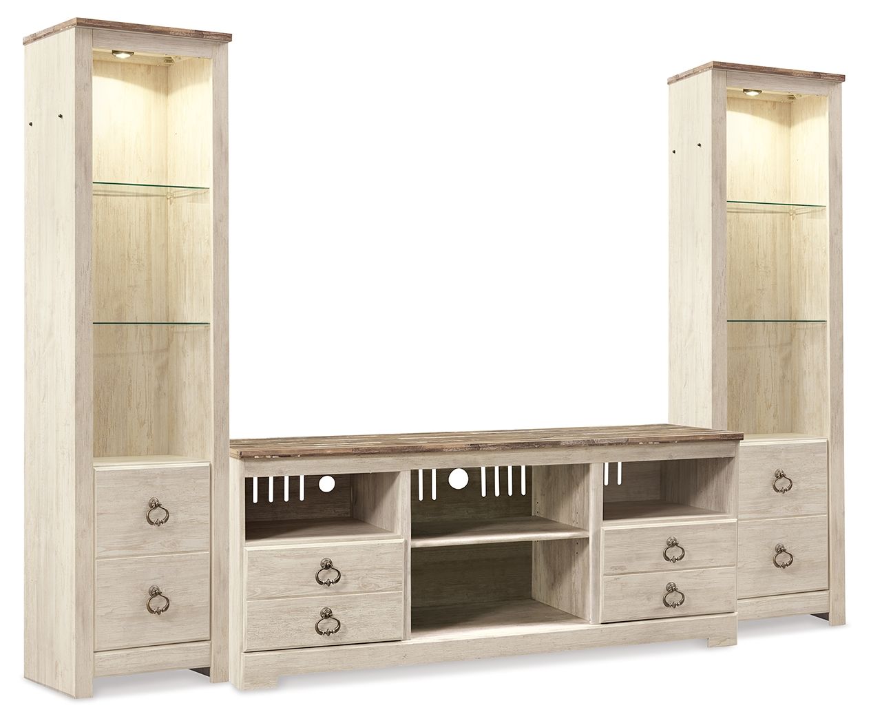 Signature Design by Ashley® Willowton - Entertainment Center With Fireplace Option | Meri Furniture