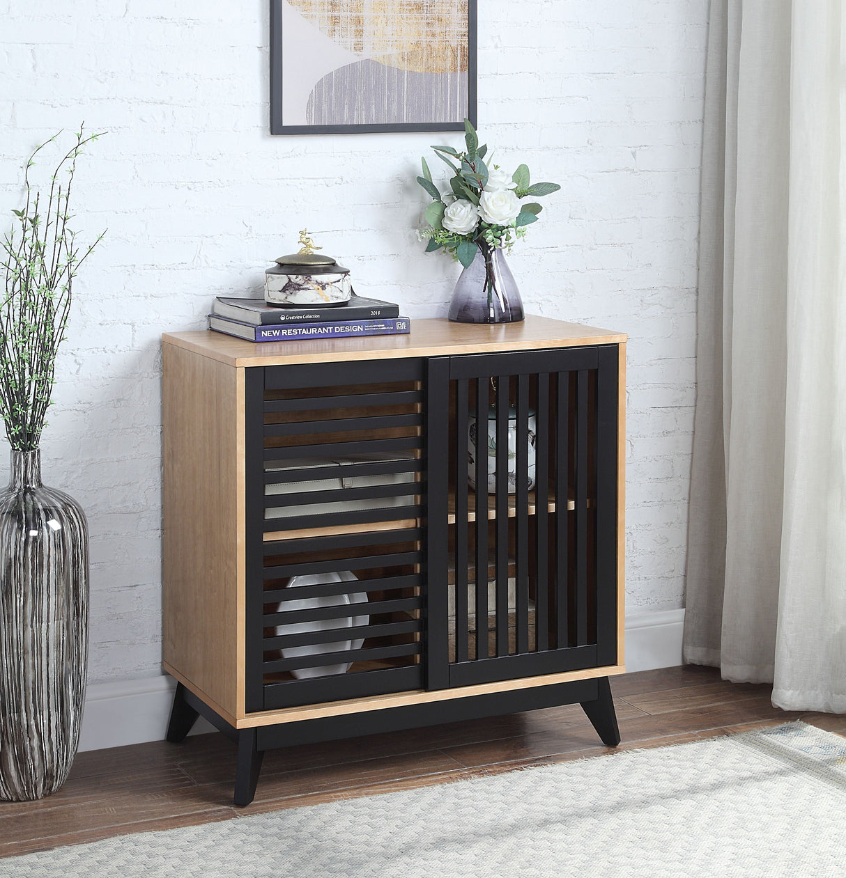 ACME Gamaliel - Console Table - Oak & Espresso Finish | Meri Furniture
