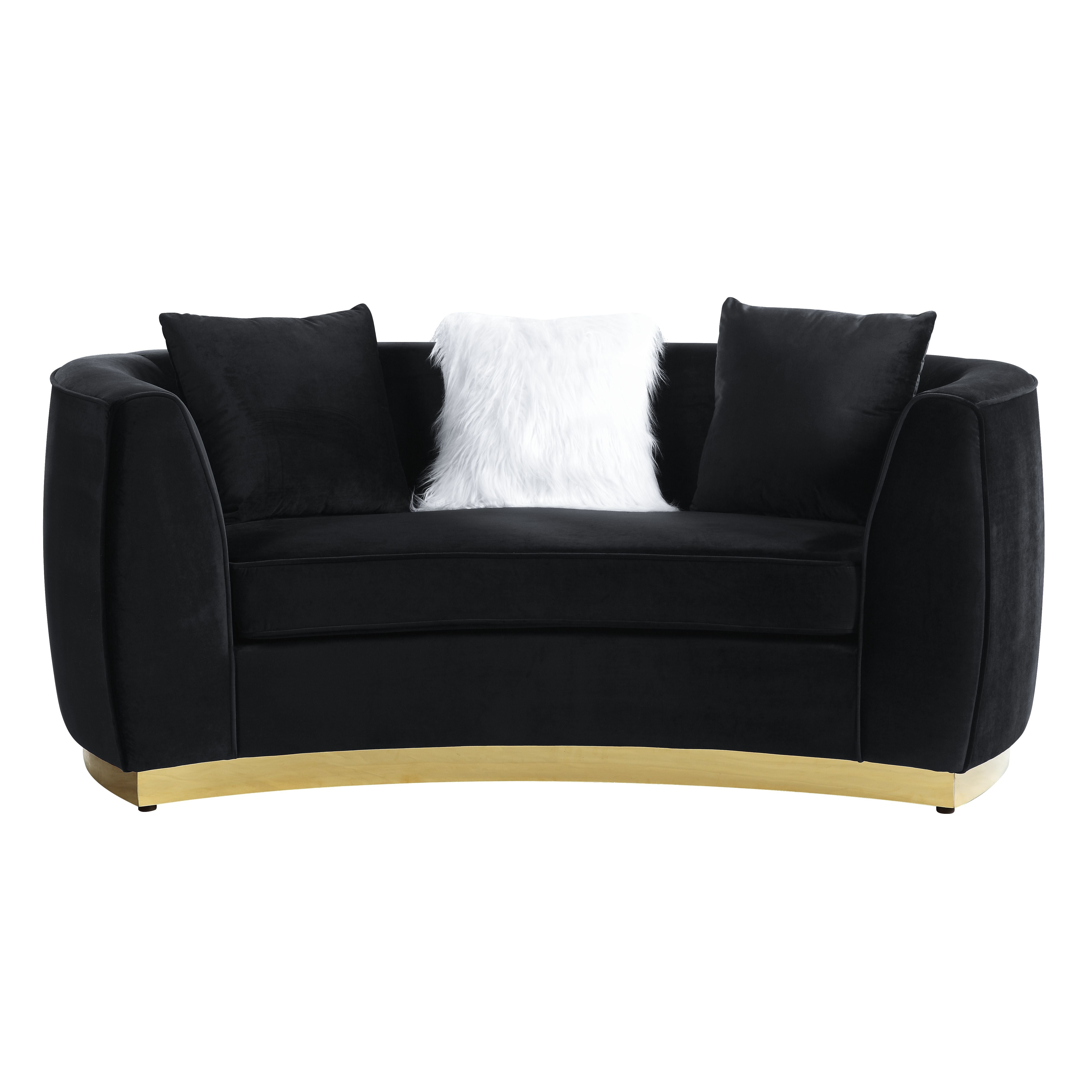 ACME Achelle - Loveseat - Black Velvet | Meri Furniture