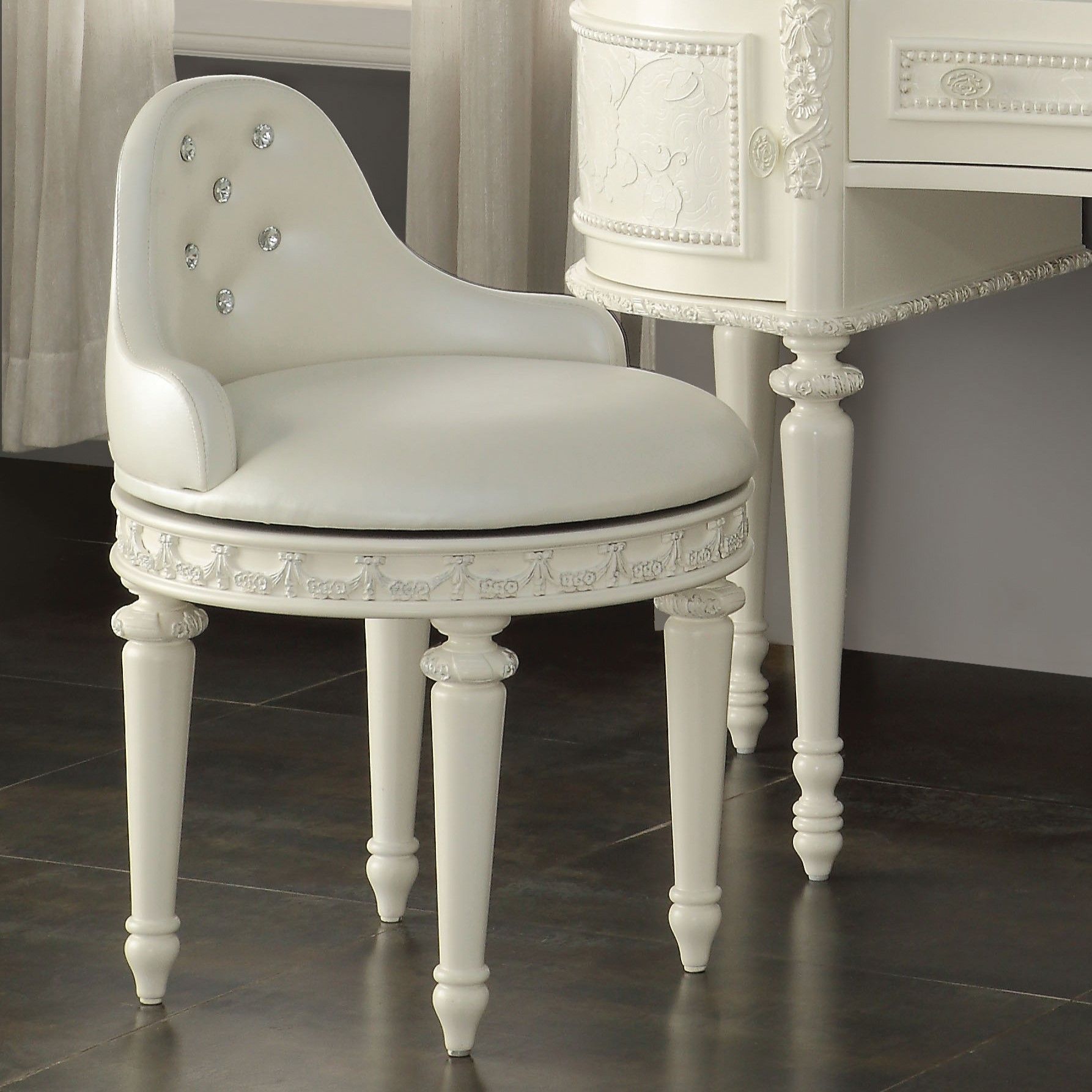 ACME Dorothy - Vanity Chair With Swivel - Ivory | Meri Furniture
