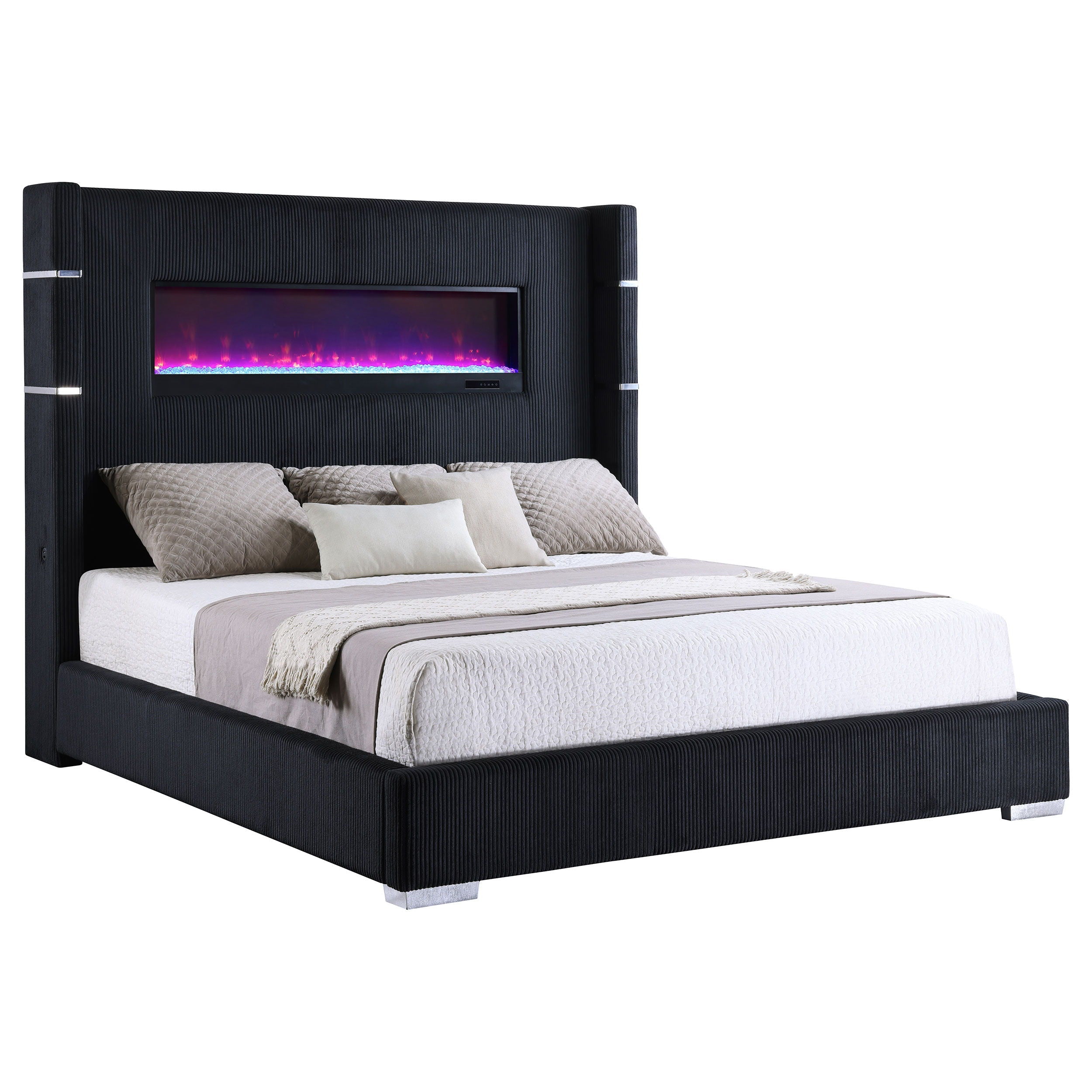 Coaster Fine Furniture Tisdall - Upholstered Fireplace Bed | Meri Furniture