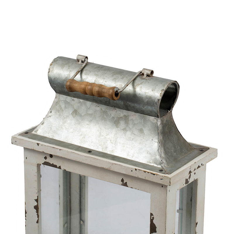 Wooden Candle Lantern Decorative, Hurricane Lantern Holder Decor For Indoor Outdoor, Home Garden Wedding - White