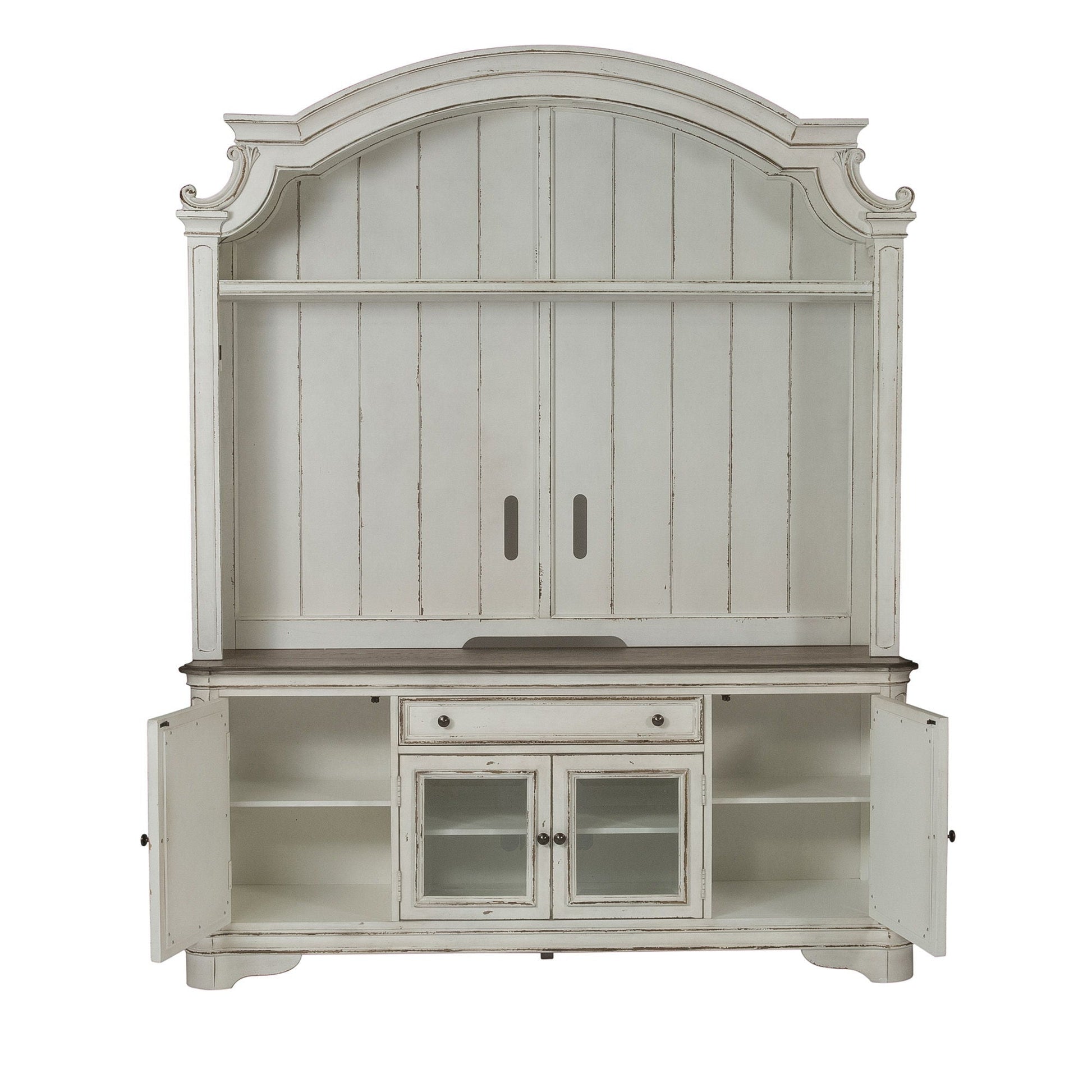 Liberty Furniture Magnolia Manor - Arched Entertainment Hutch - White | Meri Furniture