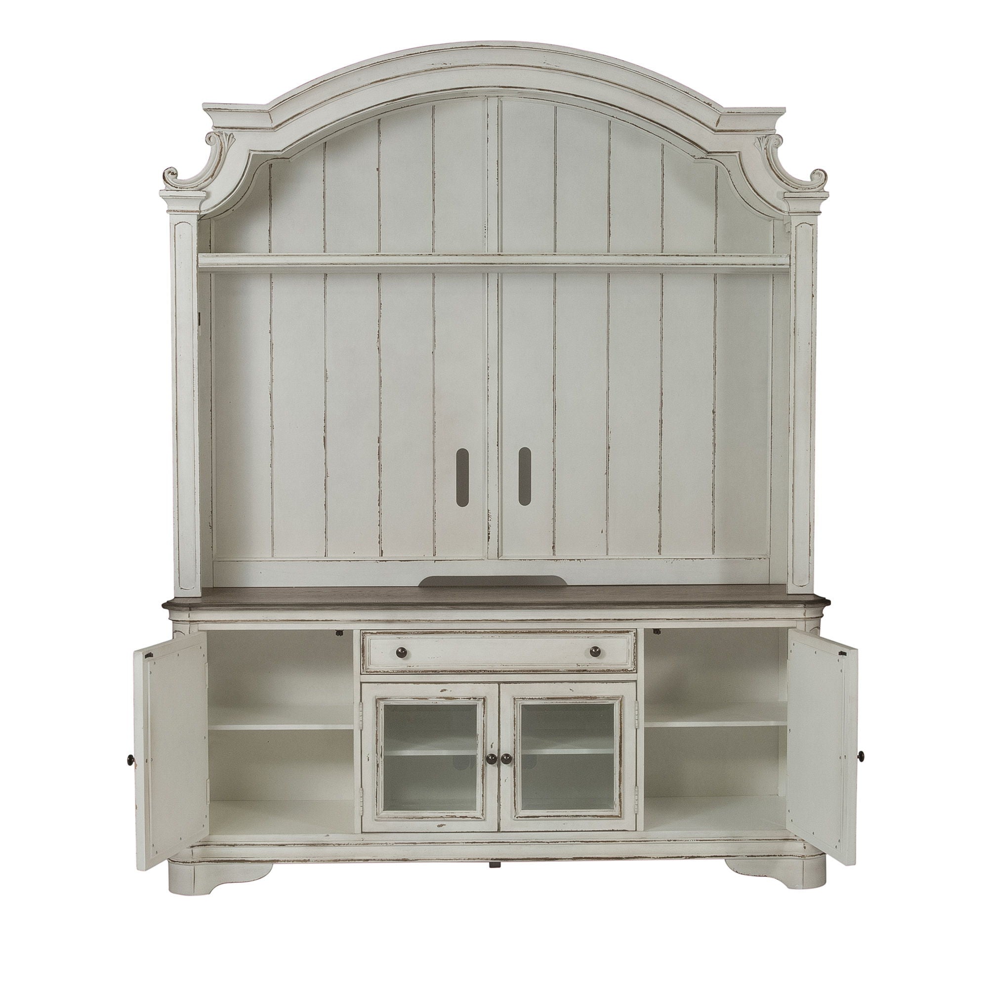 Liberty Furniture Magnolia Manor - Arched Entertainment Hutch - White | Meri Furniture
