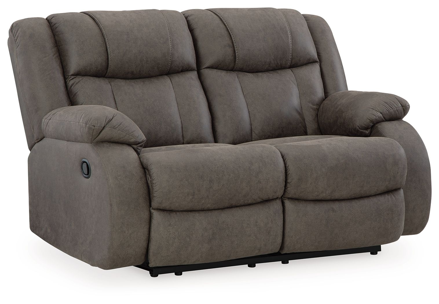 Signature Design by Ashley® First Base - Gunmetal - Reclining Loveseat | Meri Furniture