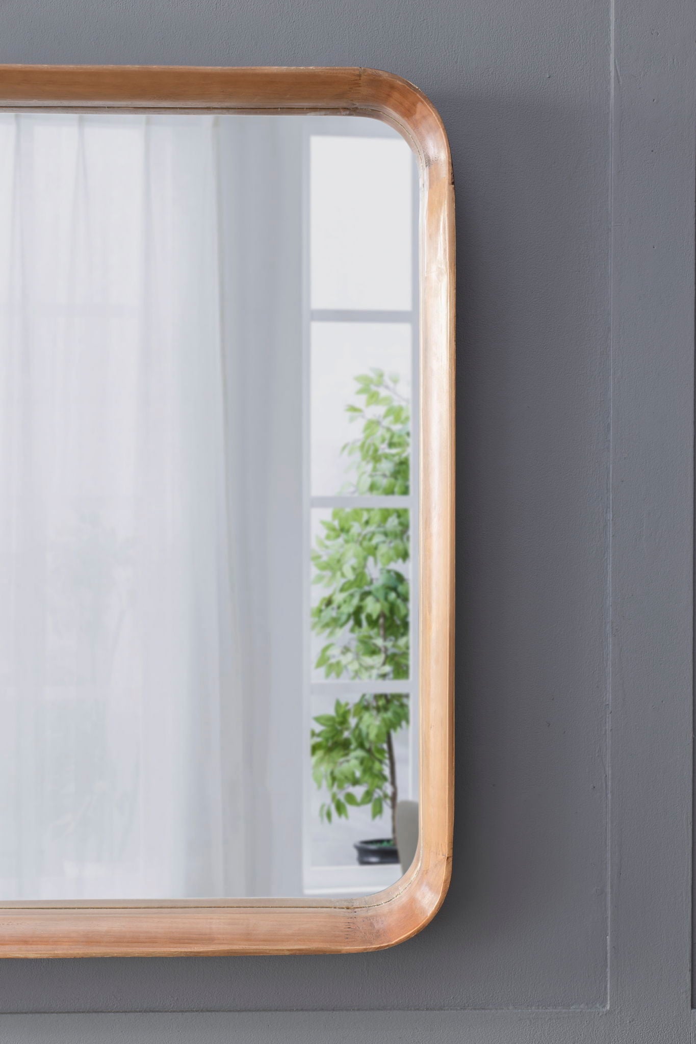 Square Mirror With Wood Frame, Wall Mirror For Living Room Bathroom Entryway - Brown