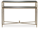 Signature Design by Ashley® Cloverty - Aged Gold Finish - Sofa Table | Meri Furniture