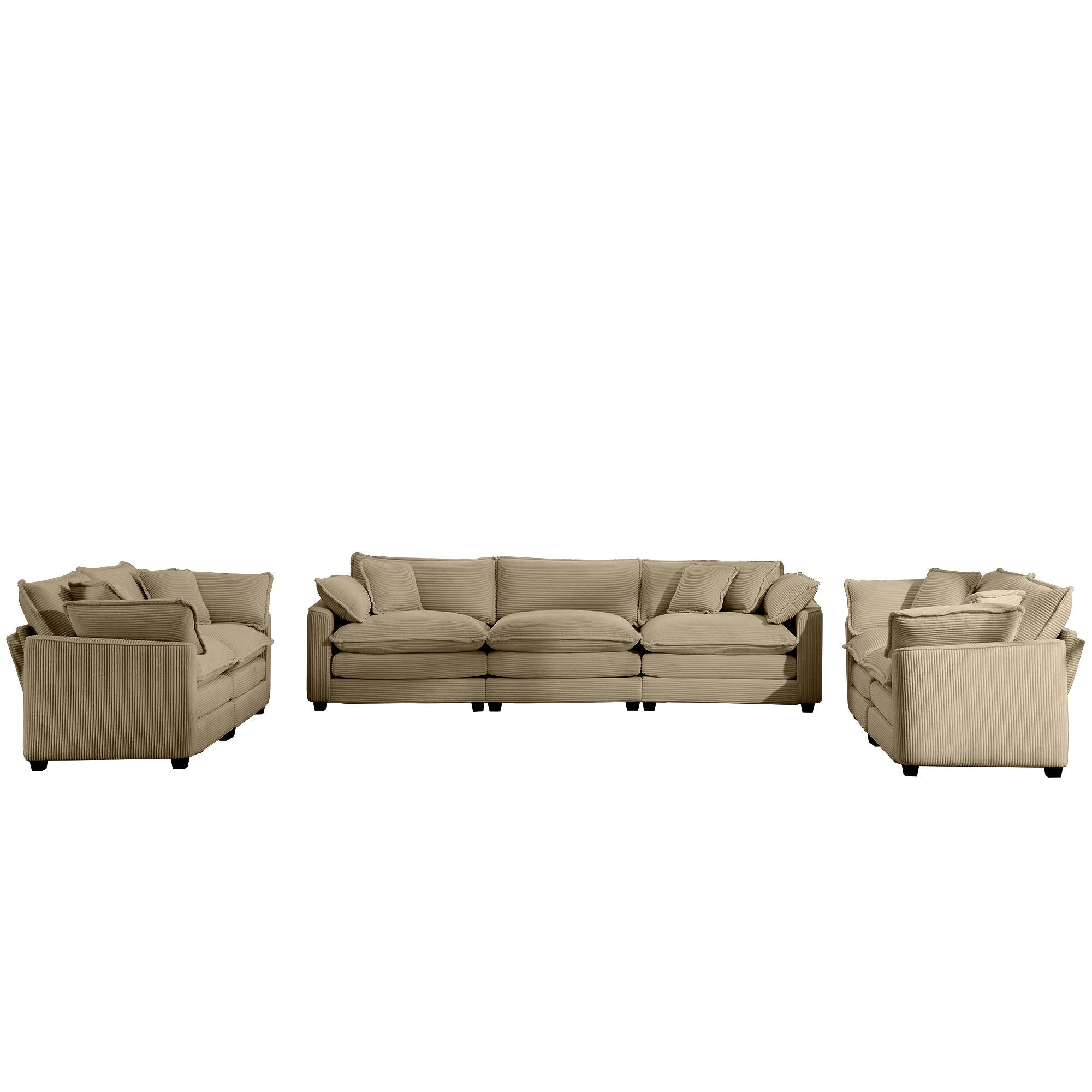 Elegant Corduroy Oversized Sectional Sofa Set With Deep Seats And Flexible Layout