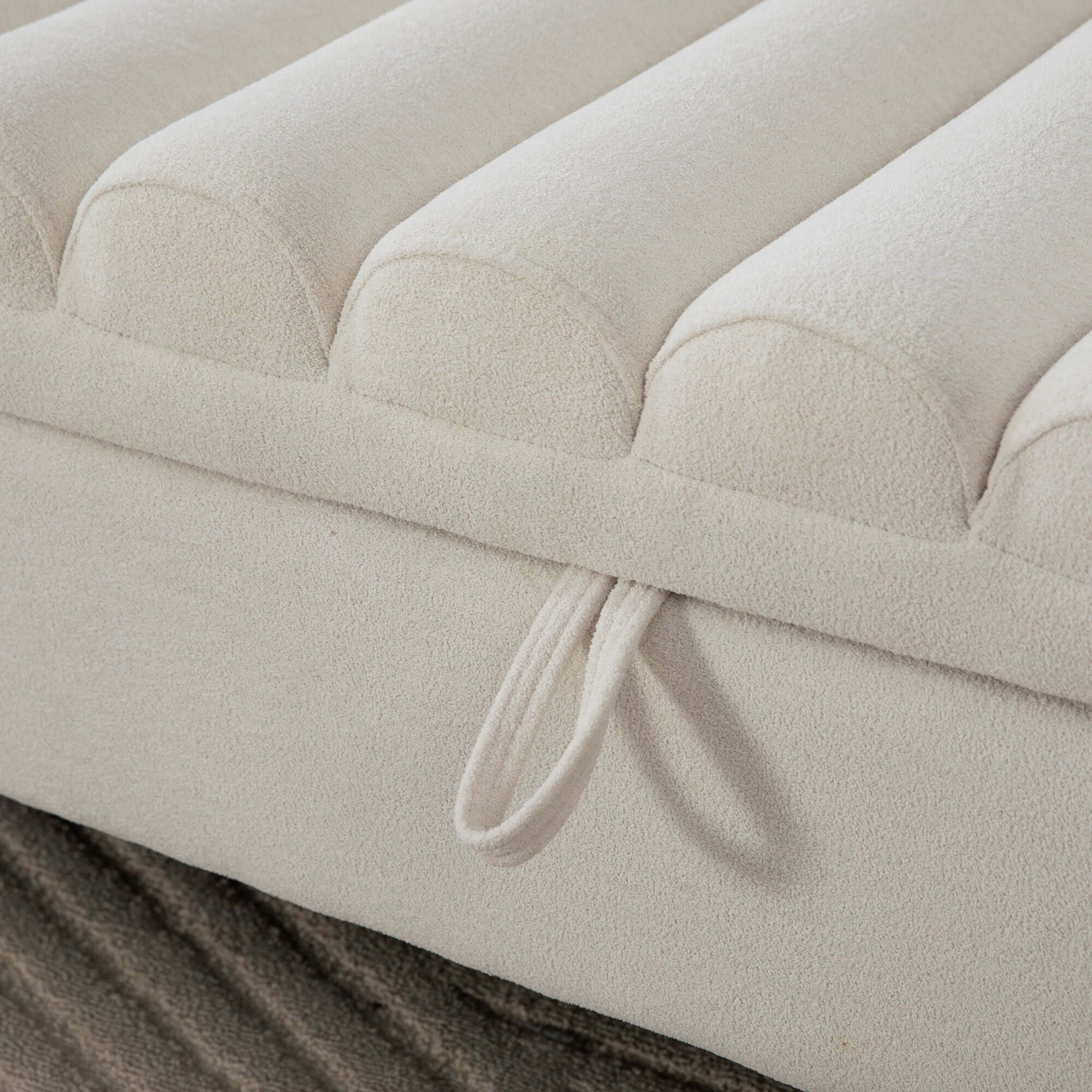 Wide Modern Upholstered Storage Bench With Rolled Armrest