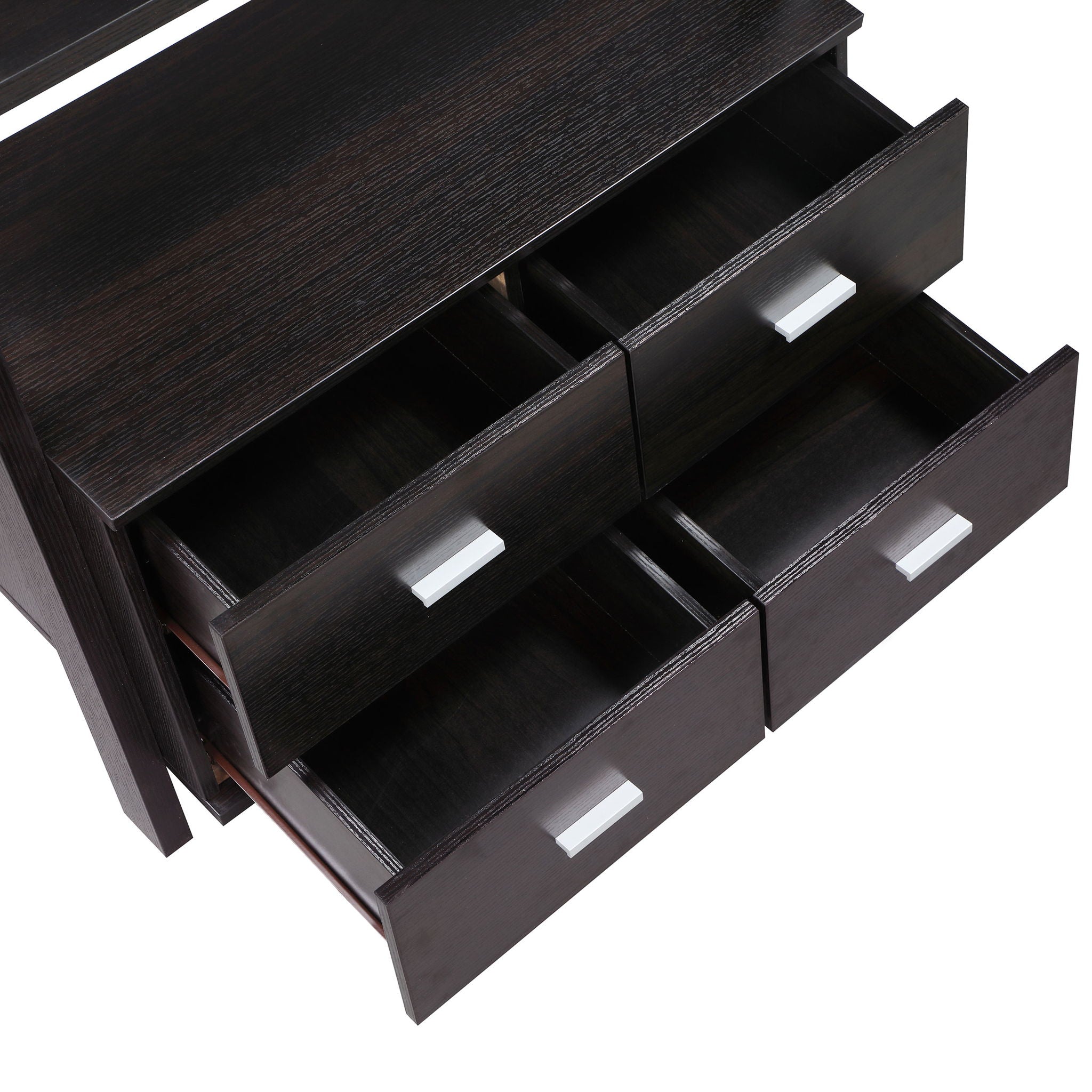 Shasta - 5 Shelf Ladder Bookshelf With Drawers - Cappuccino