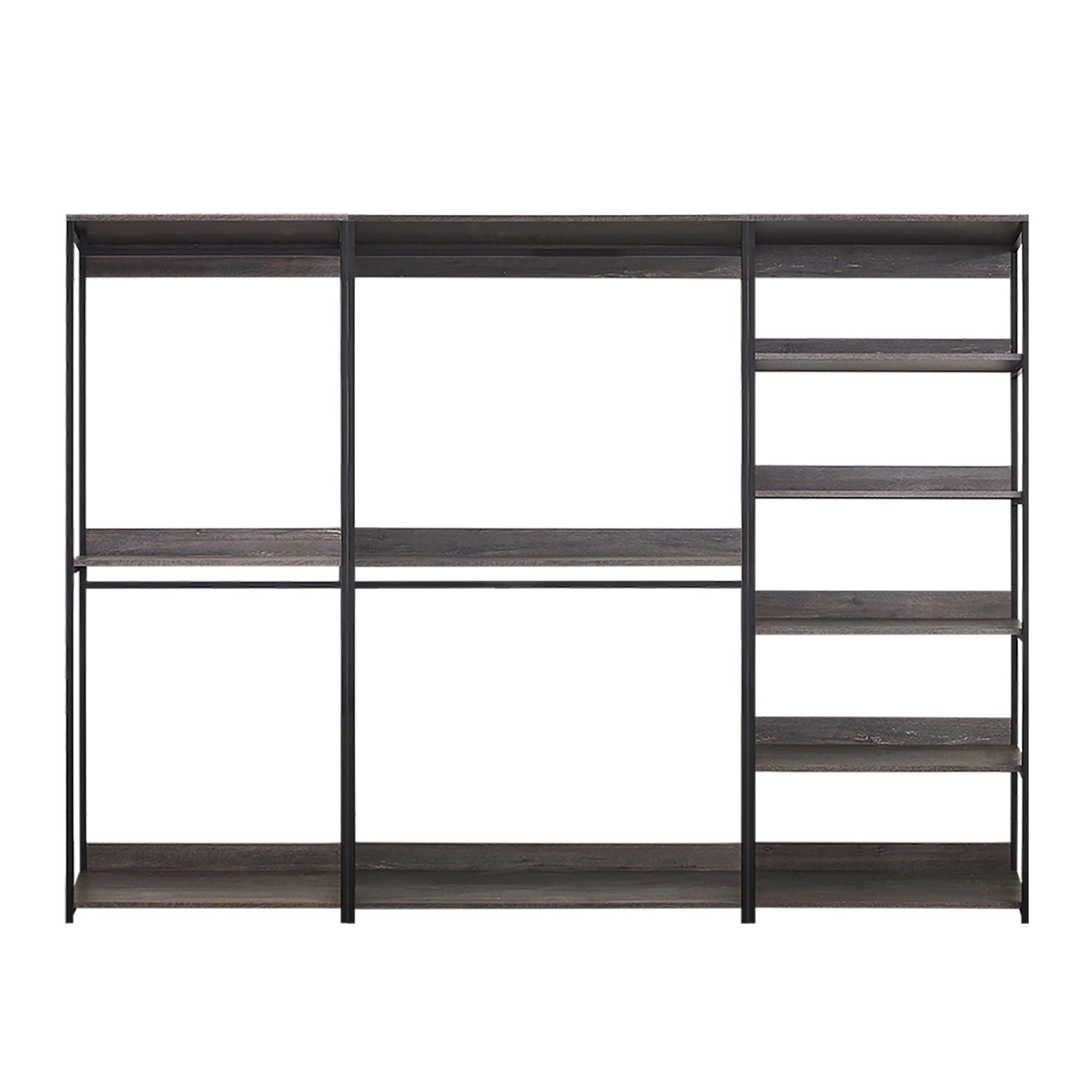 Monica - Wood Walk In Closet System With Spacious Drawer In Wood And Metal Frame - Gray