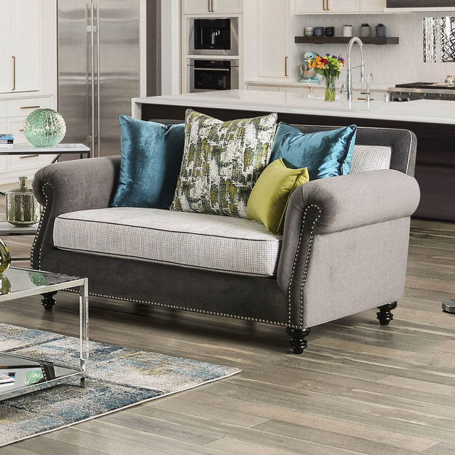 Furniture of America Mariella - Loveseat - Gray / Beige / Teal / Olive | Meri Furniture
