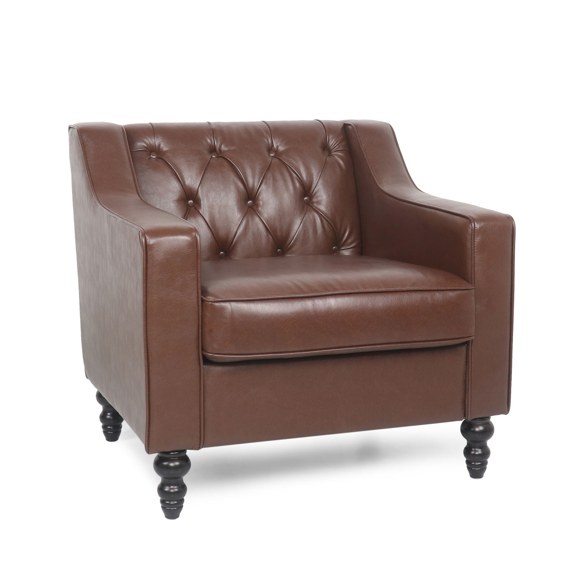 Contemporary Club Chair With Button Tufting And Birch Wood Legs