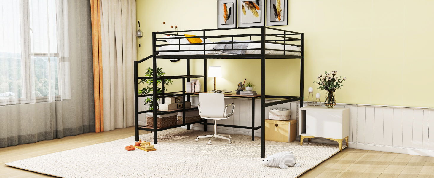 Loft Bed With Desk And Lateral Storage Ladder