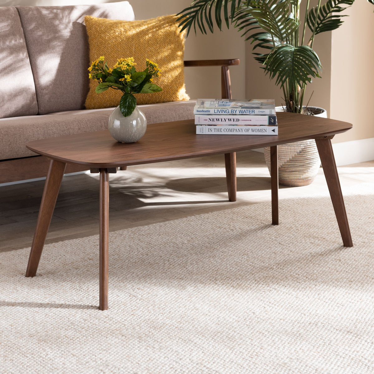 Dahlia Mid-Century Modern Walnut Finished Coffee Table