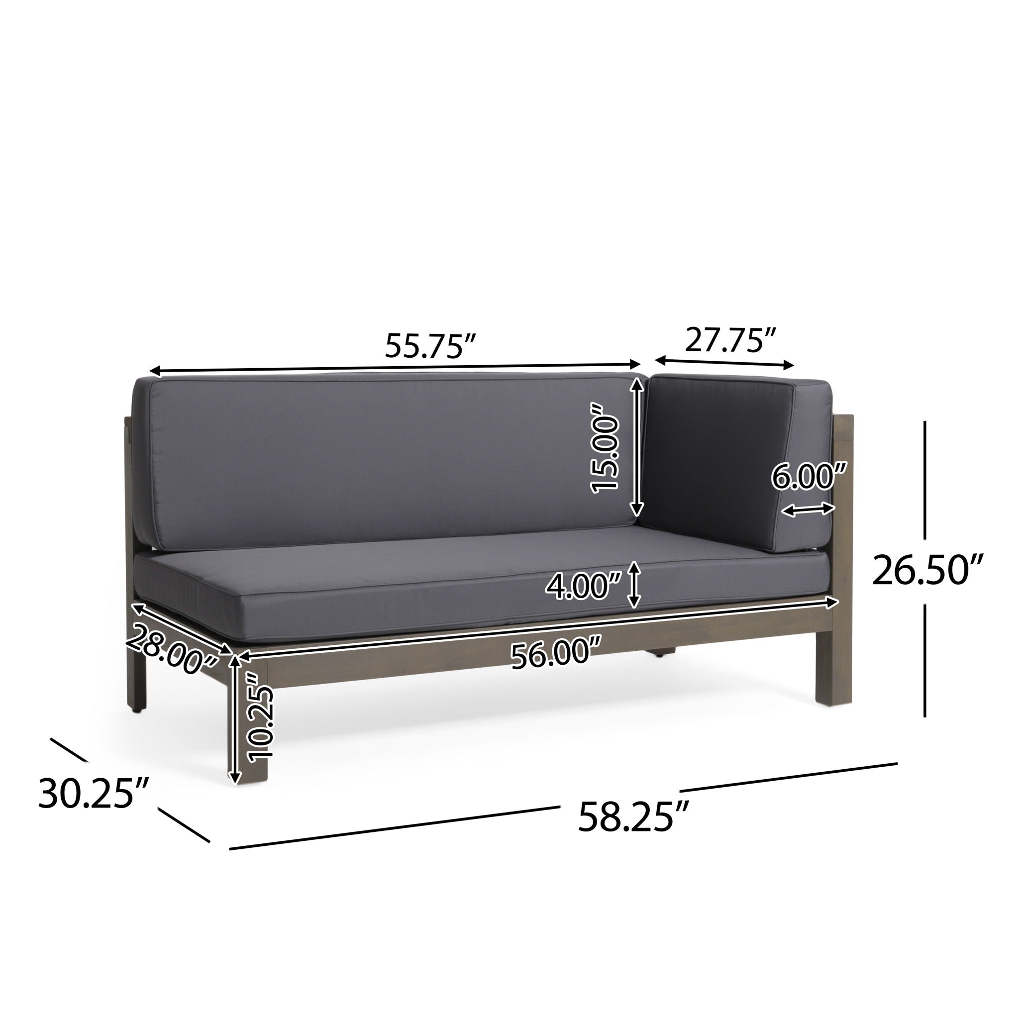 Aura - 2 Piece Outdoor Set With X Back Left Bench And Corner - Dark Gray