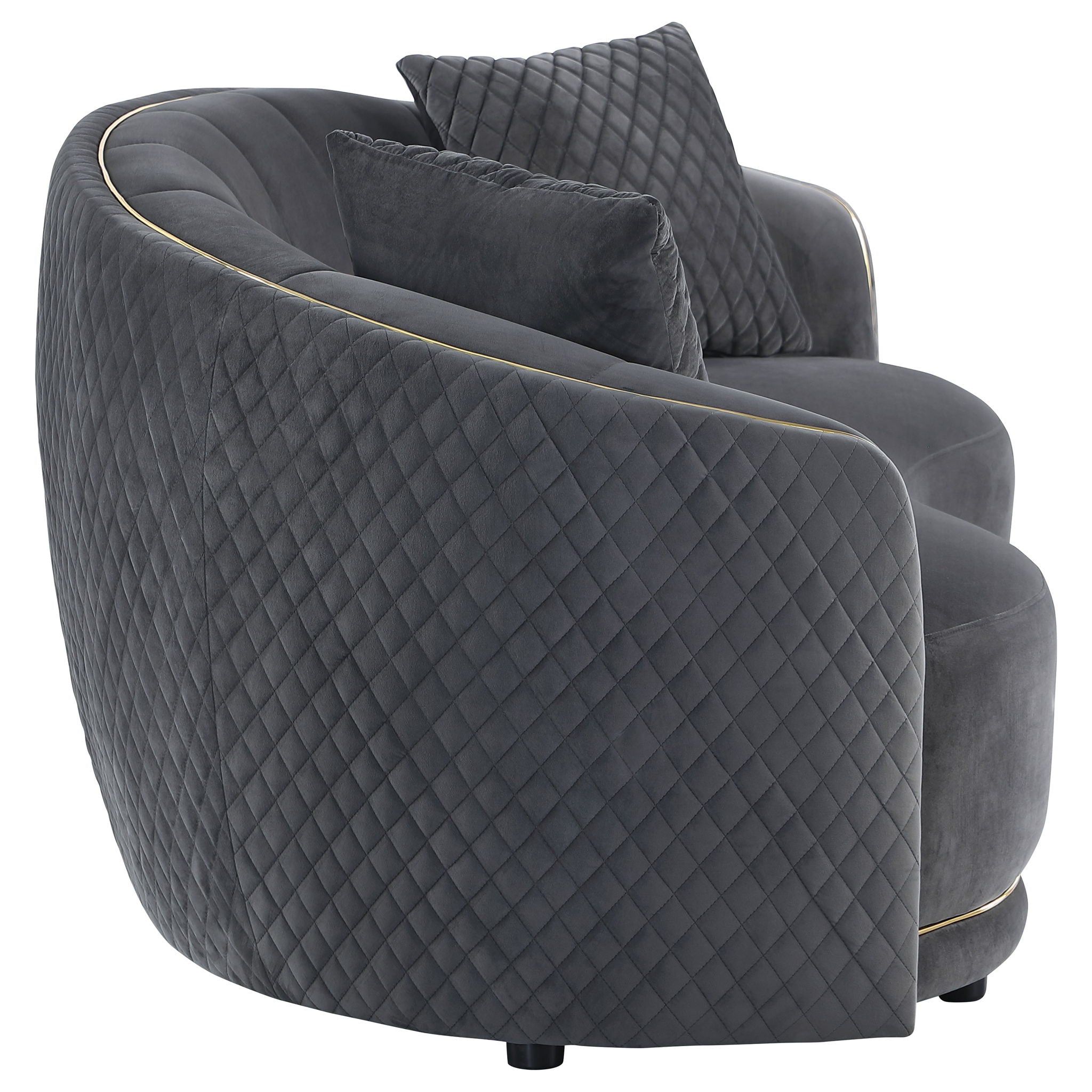 Lorraine - 2 Piece Upholstered Sofa Set With Tufting Trim - Dark Gray