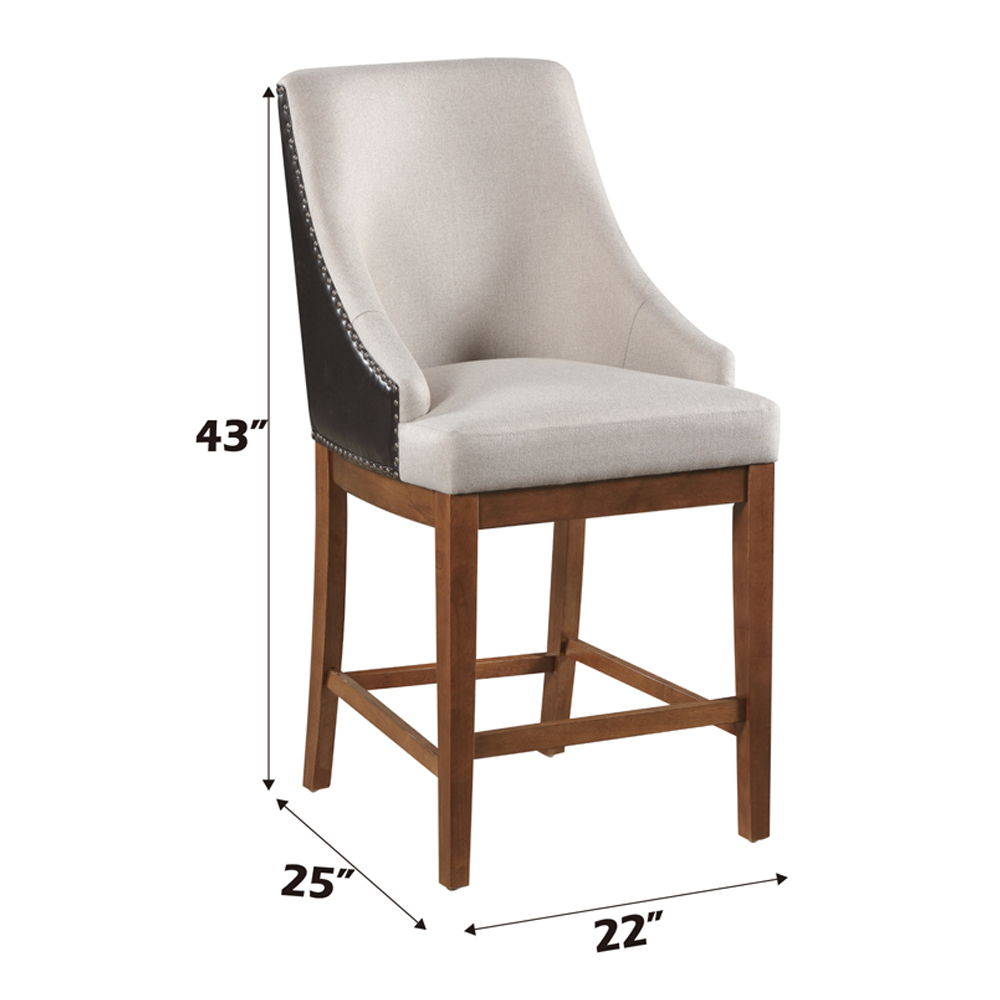 Gilsea - Counter Height Chair Set of 2) - Fabric, Brown Synthetic Leather & Brown
