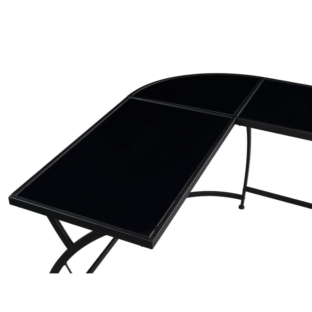 ACME Janison - Desk - Black Glass & Black | Meri Furniture