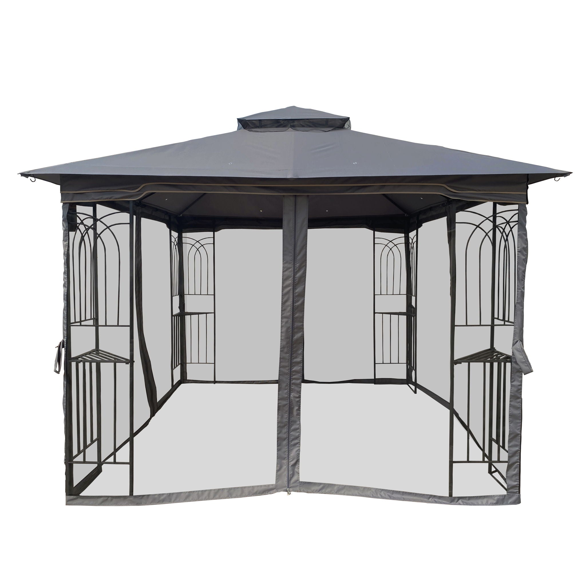 Patio Gazebo Tent With Ventilated Double Roof And Mosquito Net