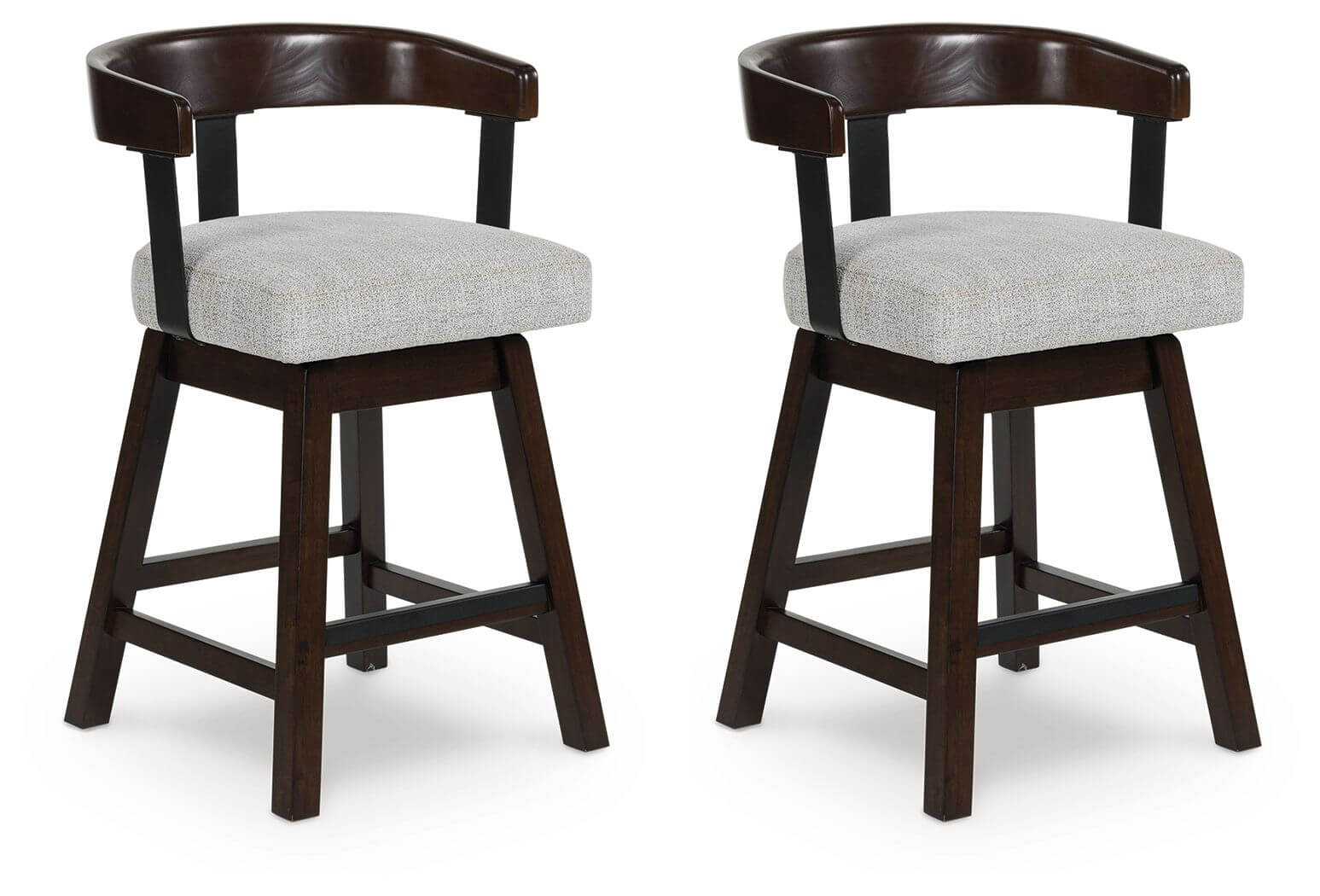 Haddigan - Upholstered Swivel Barstool (Set of 2) - Dark Brown