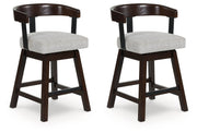 Haddigan - Upholstered Swivel Barstool (Set of 2) - Dark Brown