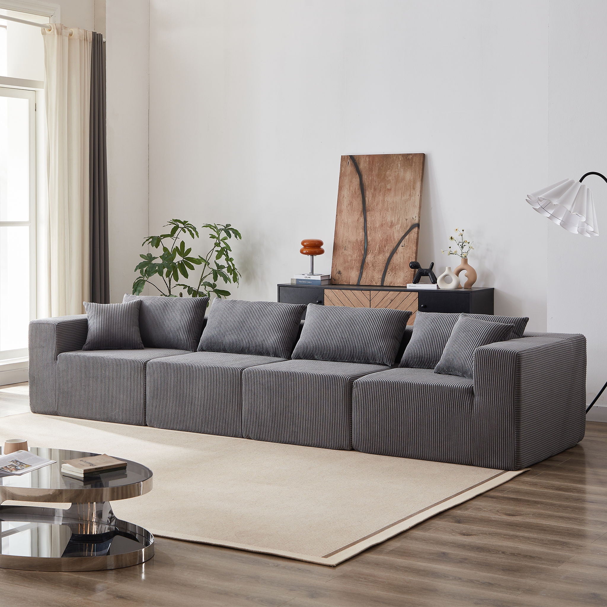 Modular L Shaped Sectional Compressed Sofa, Free Combination