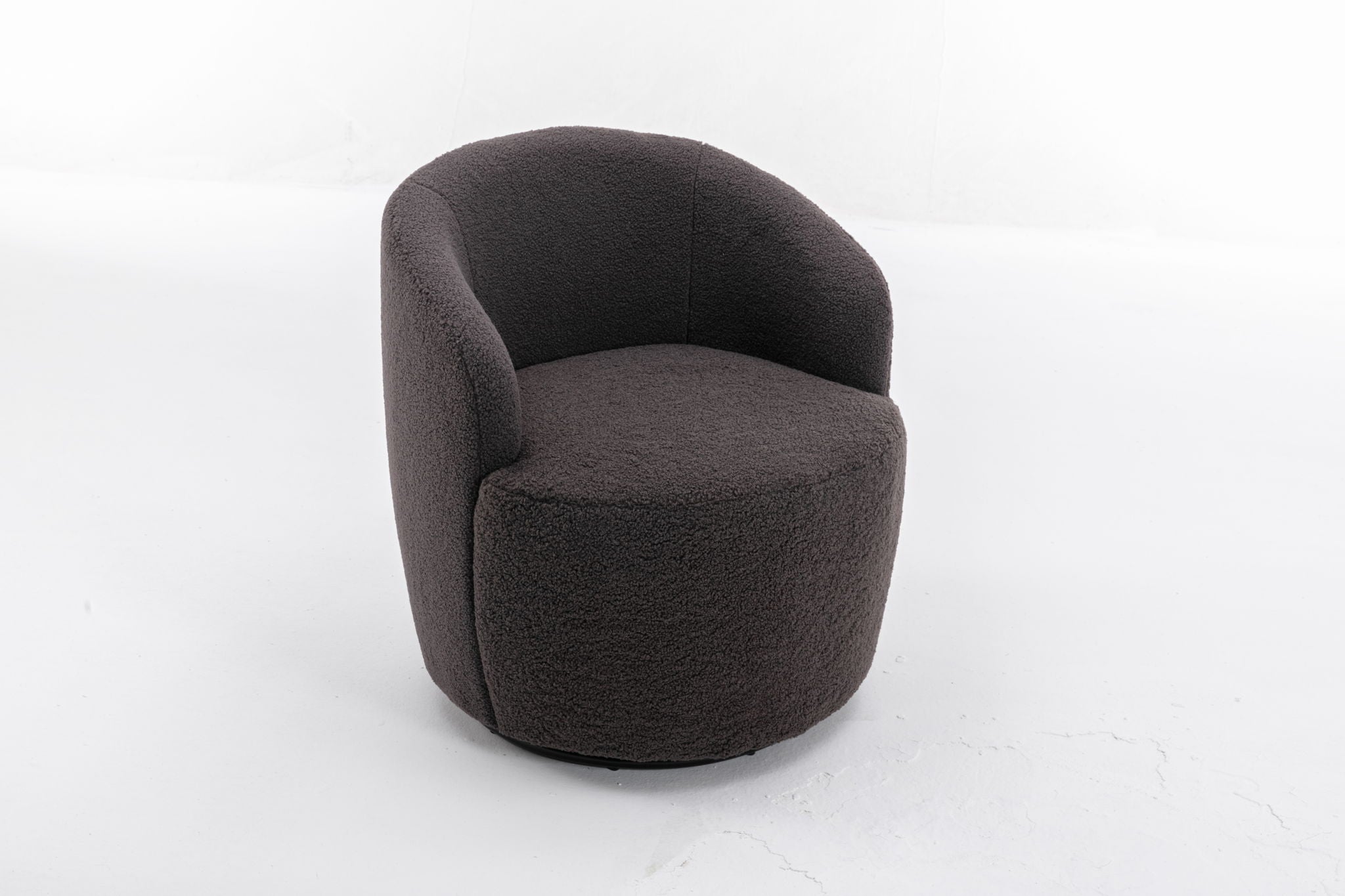 Teddy Fabric Swivel Accent Armchair Barrel Chair With Powder Coating Metal Ring