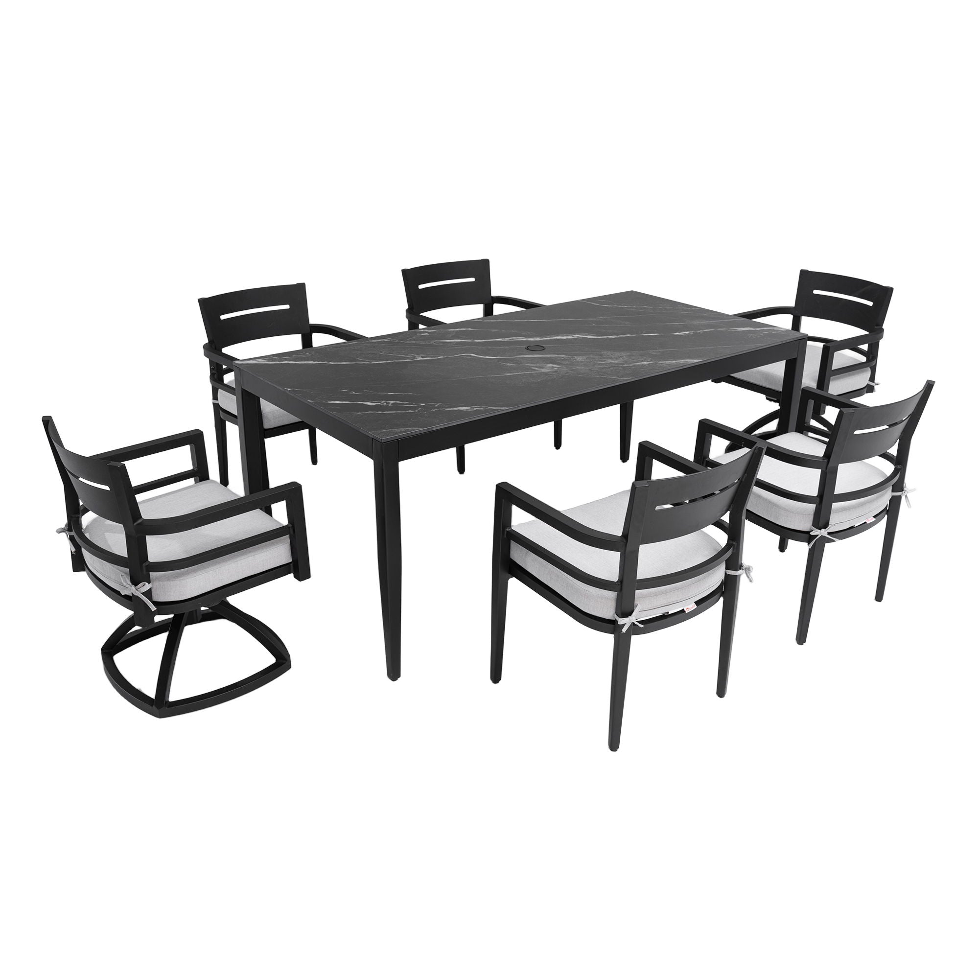 Modern Outdoor Patio Dining Set With Table And Chairs With Sunbrella Cushions