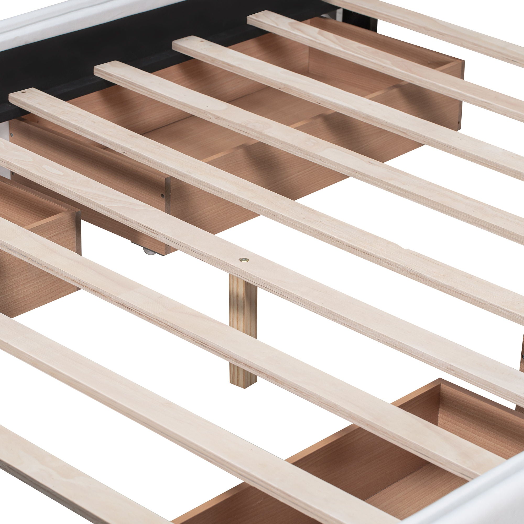 Upholstered Platform Bed With Classic Headboard And Drawers, No Box Spring Needed