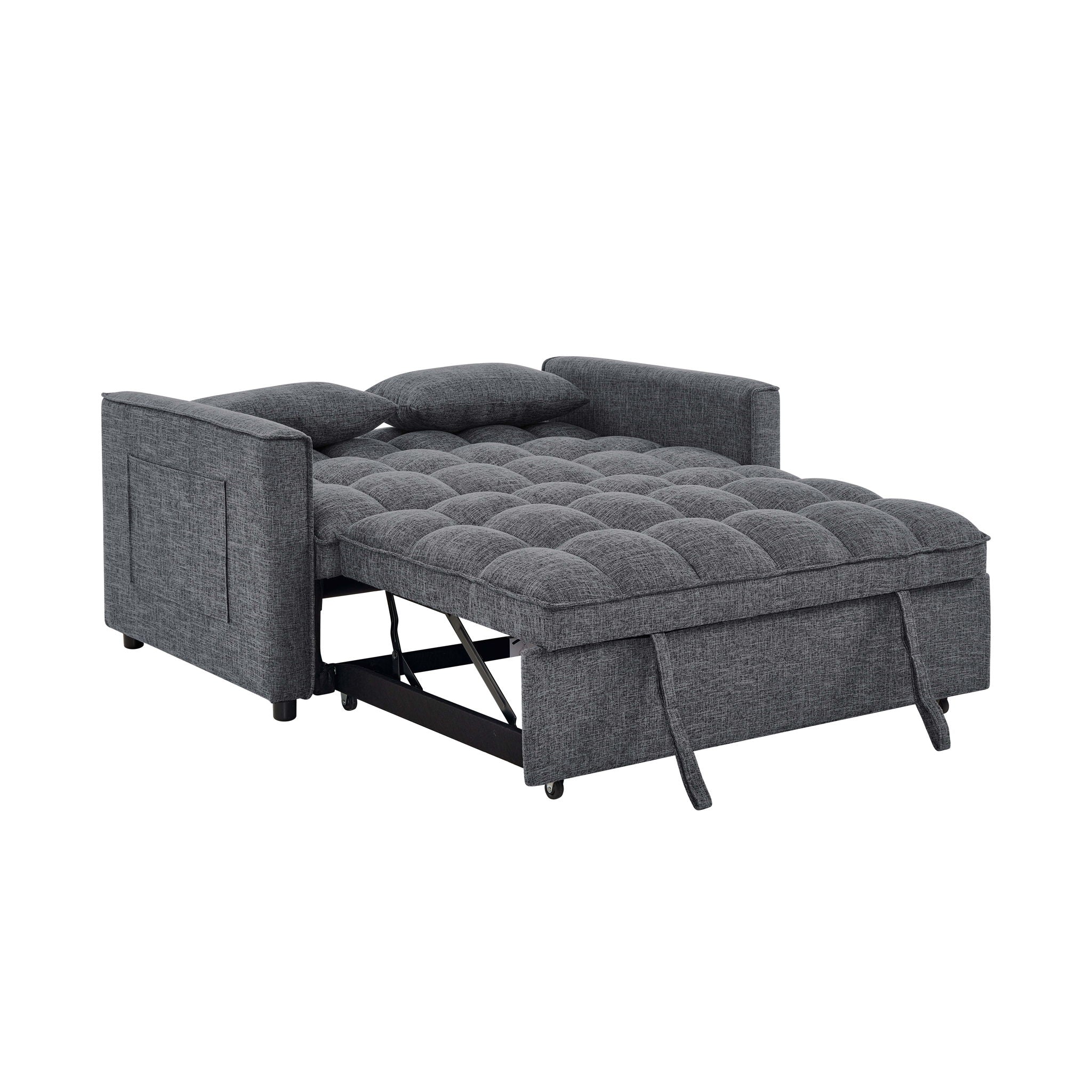Sienna - Tufted Convertible Sleeper Sofa With Chaise - Gray