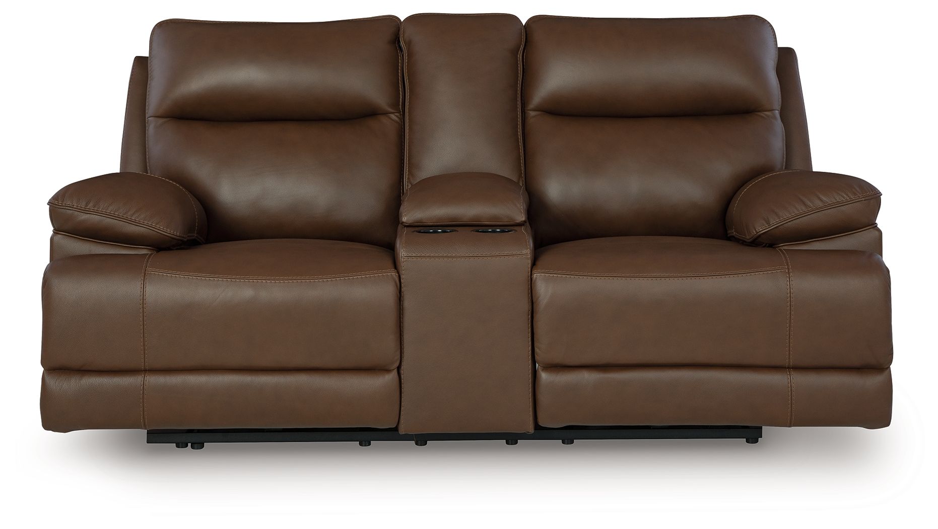 Signature Design by Ashley® Vonryan - Tobacco - Power Reclining Loveseat With Console / Adj Headrest | Meri Furniture