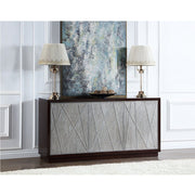 ACME Geranio - Console Cabinet - Metallic Silver & Walnut | Meri Furniture