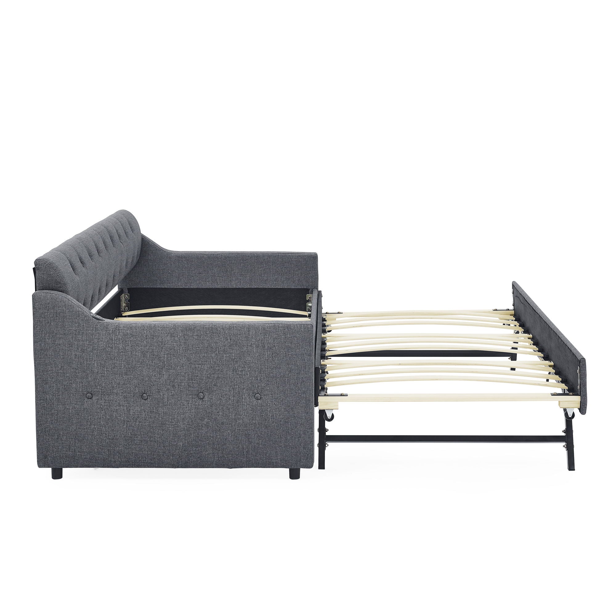 Size Upholstered Daybed With Trundle And USB Charging Armrest