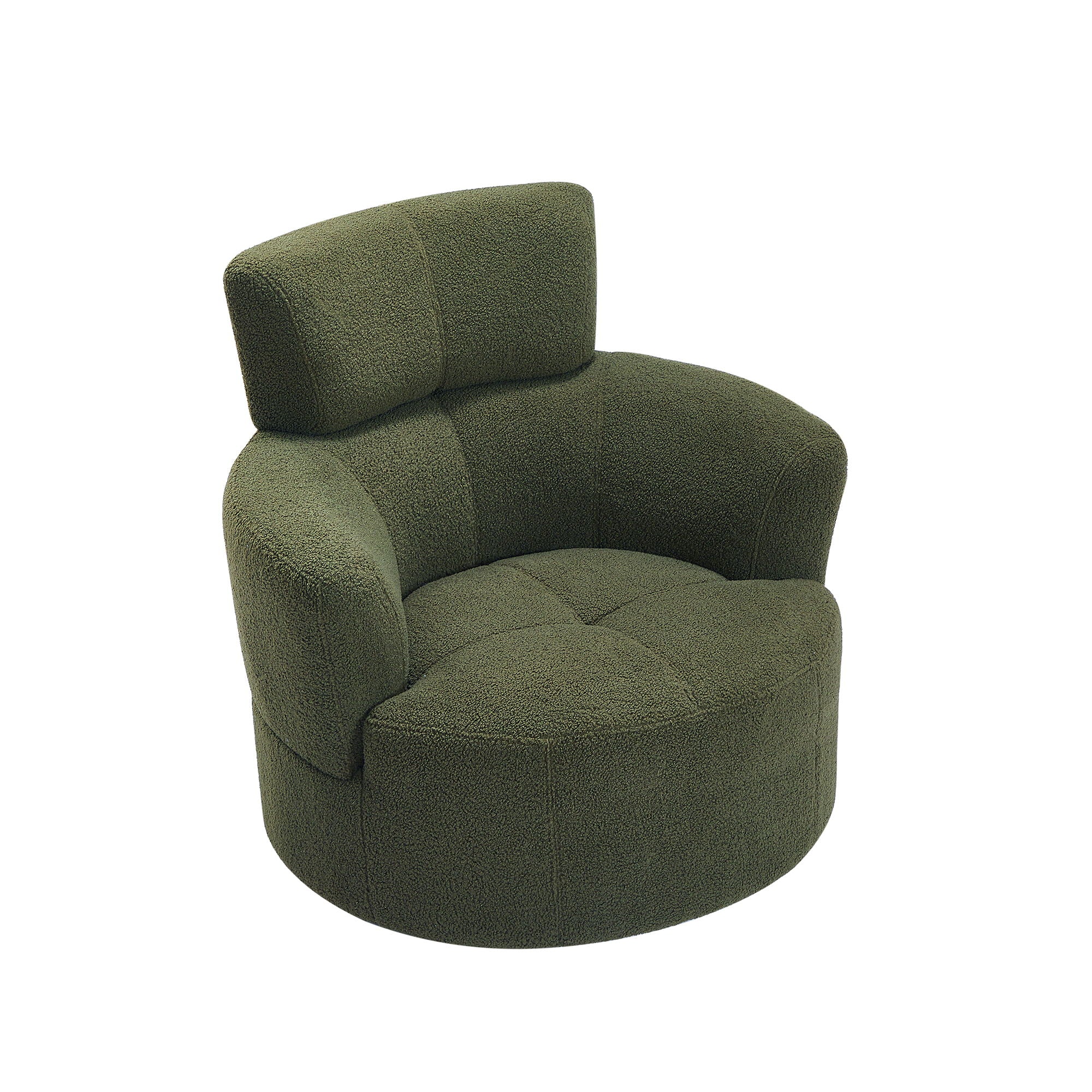 360° Swivel Chair Upholstered Accent Barrel Chair With Adjustable Headrest