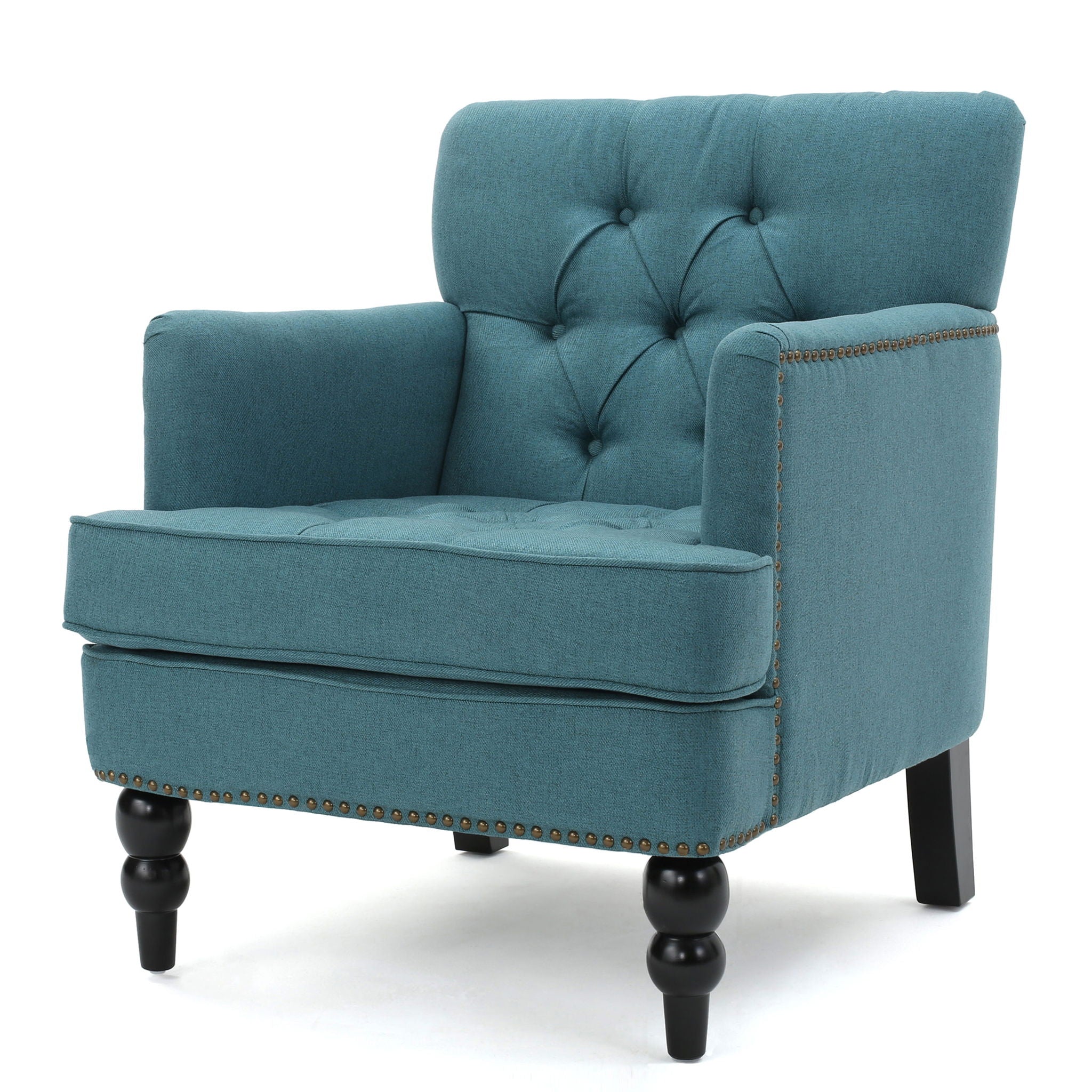 Harrison - Tufted Club Chair With Plush Cushion And Studded Trim - Dark Teal