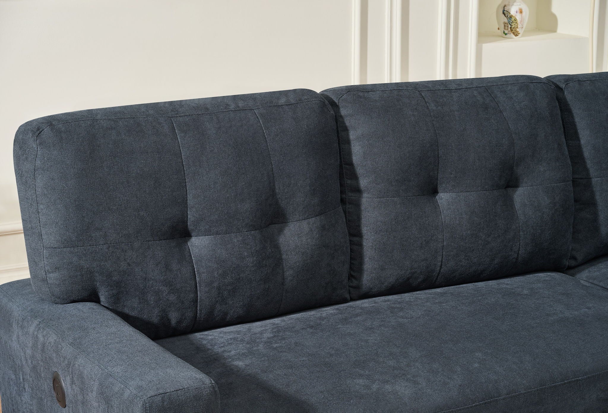 Reversible Sofa Couch Sleeper With Pull Out Bed And USB Port