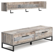 Signature Design by Ashley® Neilsville - Whitewash - Bench With Coat Rack | Meri Furniture
