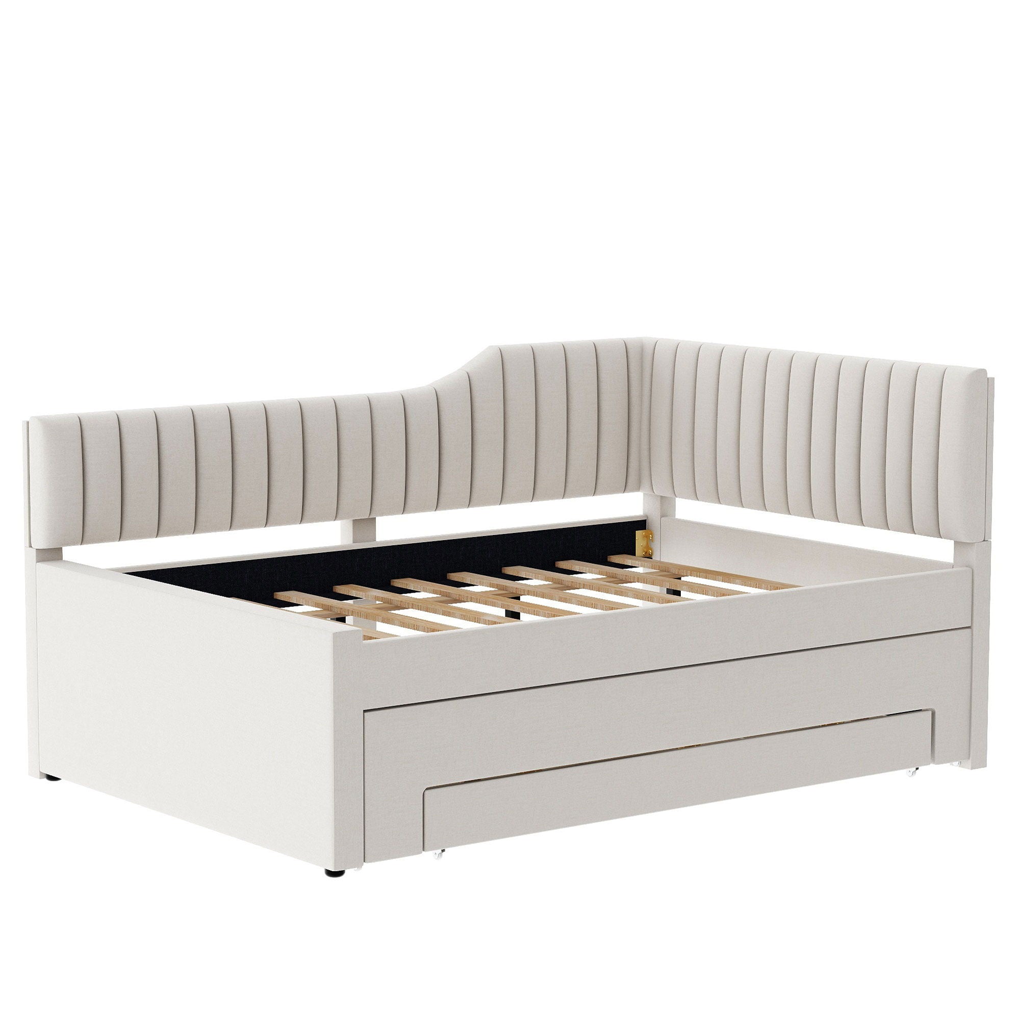 Upholstered Daybed With Trundle And 3 Drawers
