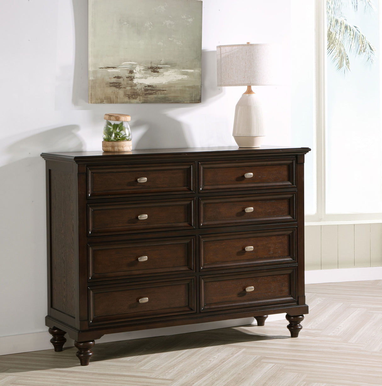 Andover - 8-Drawer Dresser Cabinet - Dark Oak