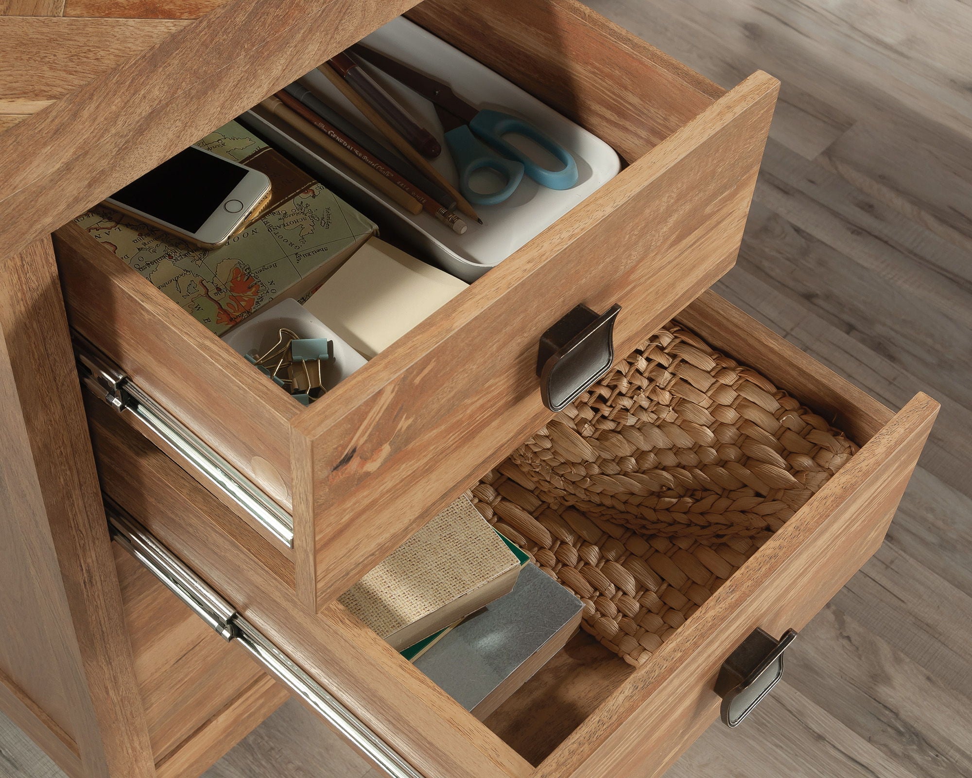 L-Shaped Desk with 6 Storage Drawers