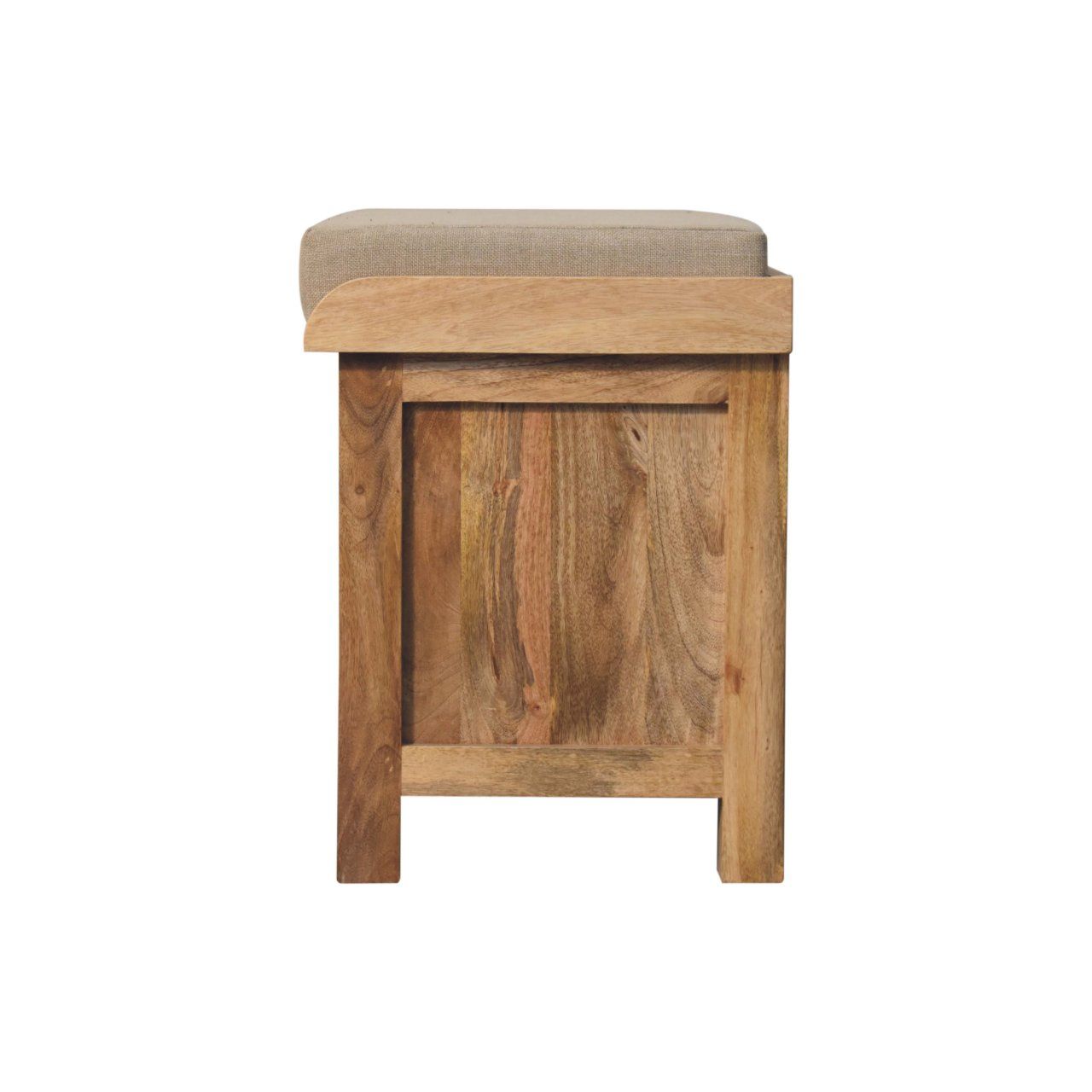 Rattan Basket Linen Bench - Brown